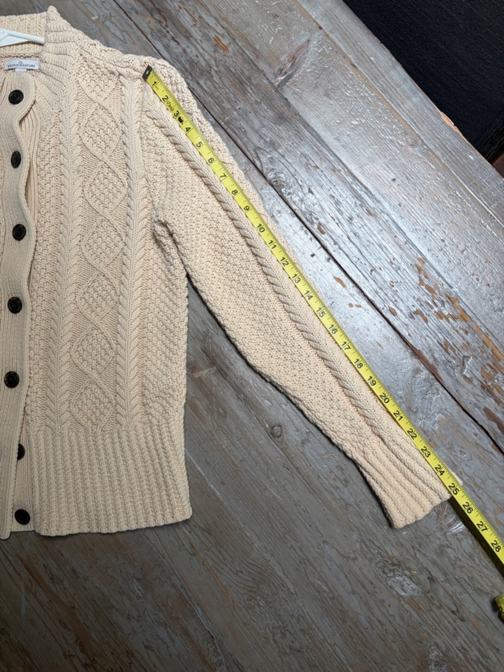 Women's Signature Cotton Fisherman Sweater, Short Cardigan, Cream - Picture 13 of 13